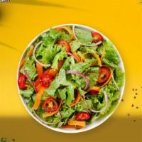 Garden Sanctuary Salad · Spring mix, tomatoes, carrots, cucumbers, red onions, and croutons tossed in your favorite c...