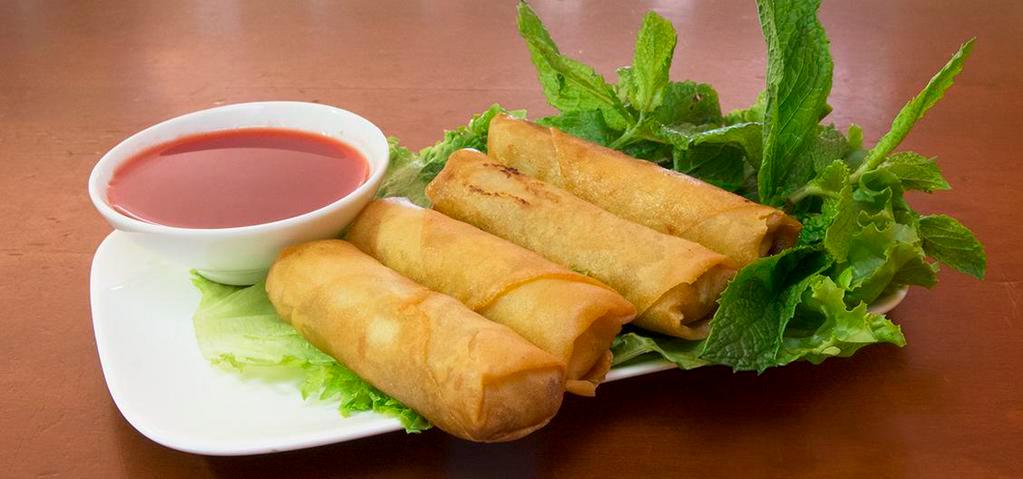 03. Cha Gio (4 Rolls) · Four crispy egg roll filled with pork, shrimp, crab meat, and clear vermicelli.