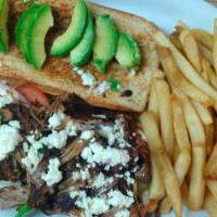 TORTAS DE CARNITAS · TORTAS DE CARNITAS
Served on whole wheat bread and come with French fries or a cup of fresh ...