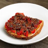 power pb&j · toasted whole-grain wheat bread, peanut or almond butter, strawberries, chia seeds. flax see...
