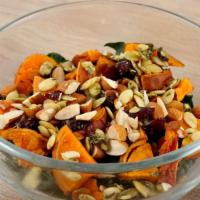 tam yam salad · kale, roasted sweet potato, cranberries, almonds, pumpkin seeds, JG signature dressing (oliv...