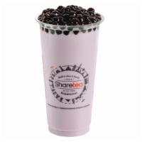 Taro Pearl Milk Tea · Uses jasmine green tea. Big Boba included. Uses non-dairy creamer.