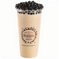 Classic Black Pearl Milk Tea · Our signature classic milk tea with big Boba included. Sweetened with brown sugar. Uses non-...