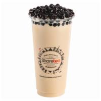 Hokkaido Pearl Milk Tea · Milky cold drink with black tea and Caramel toffee flavor, so creamy added by boba pearls ma...