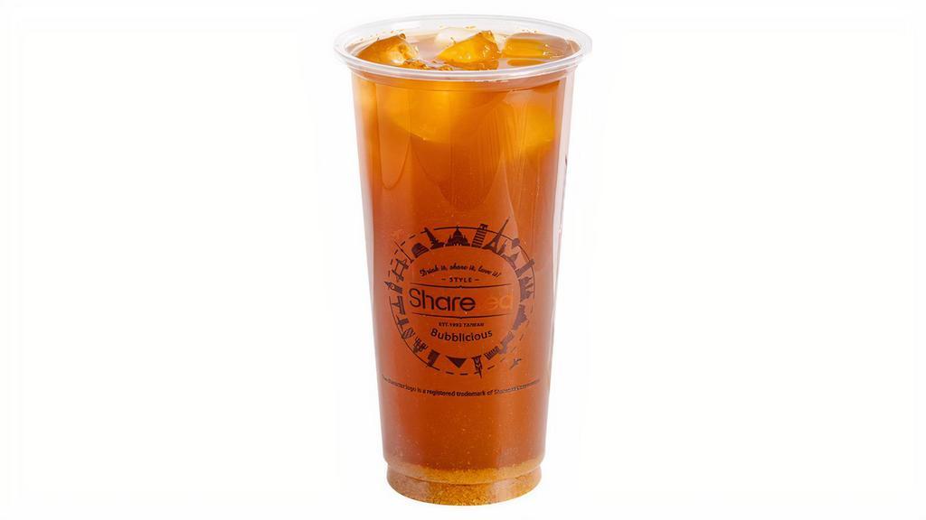 Ginger Tea · Fresh ginger taste with little bits of ginger over ice. No toppings included.