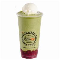 Matcha Red Bean With Ice Cream · Red bean as topping with matcha ice blended drink, topped with vanilla ice cream for more sw...