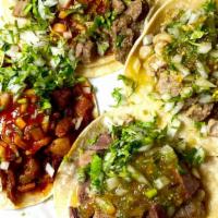 Soft Taco · Onions, cilantro, salsa and your choice of meat.