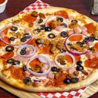 Make your own pizza · Comes with tomato sauce, mozzarella cheese and toppings of your choice.