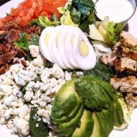 Cobb Salad · chicken, bleu crumbles, bacon, tomatoes, avocado & egg