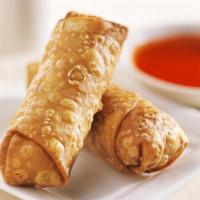 Egg Rolls · Five pieces of crispy egg roll, each filled with jicama, carrot and mushroom.