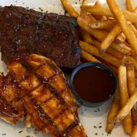 Bbq Ribs (3) & Chicken  · 3 bone ribs served with grilled BBQ chicken breast. Choice of side included.