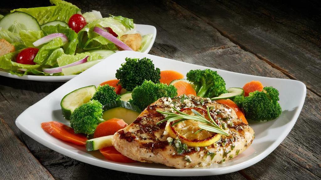 Italian Herb Chicken  · Includes side salad or soup & choice of side.