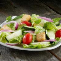 House Side Salad  · Romaine/Iceberg mix, Grape Tomatoes, Cucumber, Red Onion, Shredded Carrot, Croutons with cho...