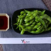 Edamame · Boiled young soy bean.