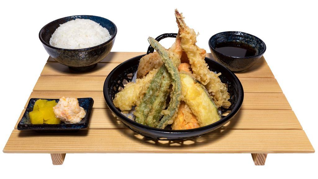 Combo Tempura Plate · Two pieces of shrimp, six pieces of veggie.