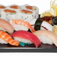 Deluxe Sushi Special · Six pieces of spicy tuna roll, seven pieces. Of nigiri (tuna, salmon, hamachi, Ebi, unagi, w...