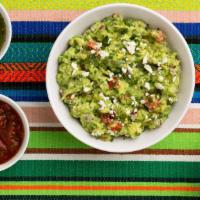 Fiesta Guacamole (16 oz.), Chips and Salsa · Guacamole, chips and salsa for the whole party