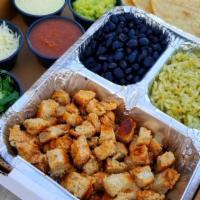 The Personal Taco Box · Choice of protein, cilantro rice (vegan), seasoned black beans (vegan), choice of salsas, ch...