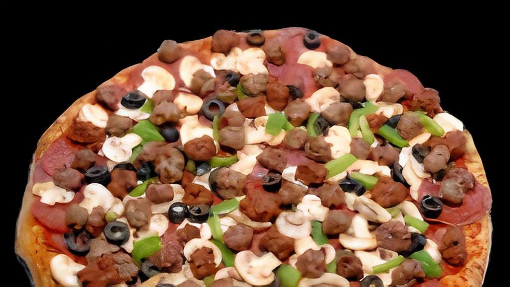 Combination Pizza · Tomato sauce, mozzarella cheese, pepperoni, fresh mushrooms, green peppers, onion, black olives, Italian sausage,