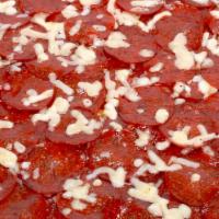 Pepperoni Blast Pizza · Tomato sauce, mozzarella cheese, double pepperoni, double cheese.