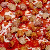 All Meat Pizza · Tomato sauce, mozzarella cheese, salami, pepperoni, ham, ground beef, Italian sausage.