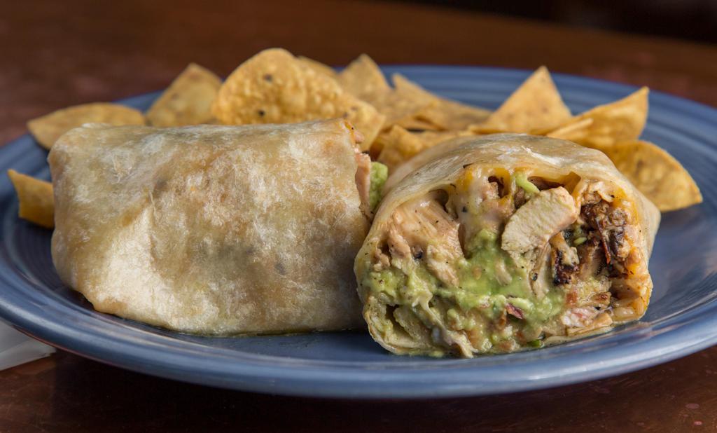 Southwest Burrito · Flour tortilla with cheese, guacamole, fresh salsa, and your choice of meat.
