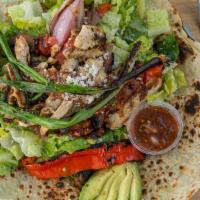Fajita Salad · New. Flame grilled meats and vegetables (red bell and jalapeño peppers, red and green onions...