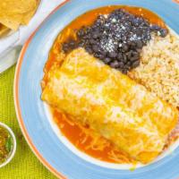 Ranchero Enchilada Plate · Flour tortilla with jack and cheddar cheeses.