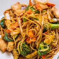 Yakisoba · Ramen (egg noodle), pan fried with your choice of chicken, pork, beef, vegetable or shrimp f...