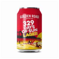 Golden Road 329 Days of Sun Lager  | 5% abv · Crafted in the city that gives us 329 days of sun, 329 Lager is the perfect companion for ma...