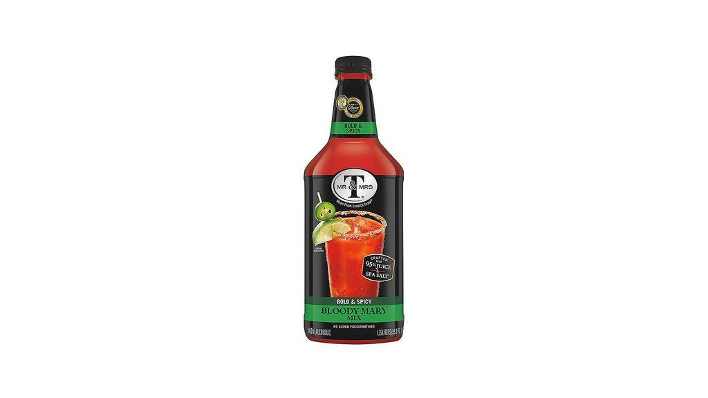 & Mrs. T Bold & Spicy Bloody Mary Mix 1.75L · The Bold & Spicy Bloody Mary Mix takes the Original Bloody Mary flavor and spices it up with a blend of jalapeño, chipotle and red cayenne peppers, and it’s perfected with and 95% juice. All mixers are ready to be mixed with your favorite spirits or enjoyed as a virgin cocktail, and this 1 L bottle is the perfect size for entertaining.