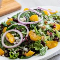 Sonoma Spinach Salad · Fresh baby spinach and spring mix topped with raisins, cranberries, red onion, blue cheese c...