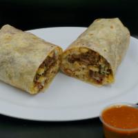 Regular Burrito · Flour tortilla, rice, beans, your choice of meat, and salsa.