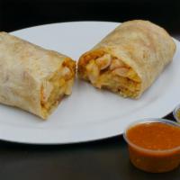 Pacifico  Burrito · Flour Tortilla, French fries, cheese your choice of fish or shrimp, chipotle sauce, guacamol...