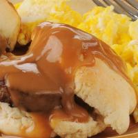 The Biscuit, Gravy & Eggs · Classic breakfast dish with gravy, eggs, biscuit and customer's choice of protein.