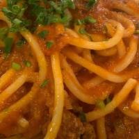 Kids Spaghetti with Meat Balls · spaghetti pasta tossed with bolognese sauce, meatballs, herbs, and parmesan cheese