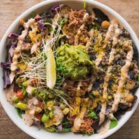 Burrito Broke · Lettuce, pico de gallo, avocado, rice, refried beans, sour cream, cheese and your choice of ...