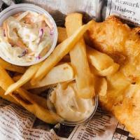 Scott’s Fish and Chips · 1 piece. 5 oz. Steak cut French fries, tartar sauce, and coleslaw included.