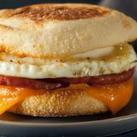 Egg, Cheese, Bacon Bagel Sandwich · 