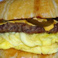 Beef steak burger omelet · beef steak burger, egg,cheese and jalapeno