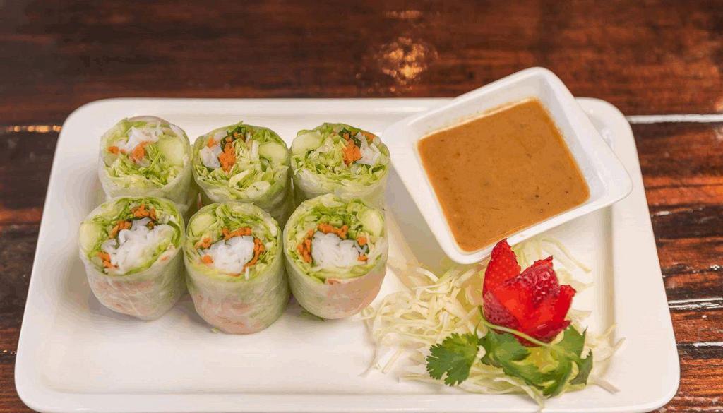 Fresh Rolls  · Prawns, lettuce, carrots, and noodles wrapped in fresh rice paper served with peanut sauce