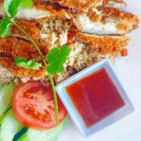 FF · Fried Chicken over Fried Rice,Panko fried chicken come over fried rice served with sweet & s...