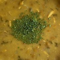 Veggie barley soup  · Soup made with Barely pearl, lentils, mushrooms, parsley, carrots, spices