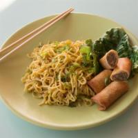Garlic Noodles · Our take on SF's homegrown noodle dish coupled with house Impossible Pork Lumpia!  (vegetari...