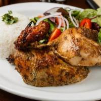 1/2 Rotisserie Chicken · Rotisserie chicken marinated in more than 8 herbs, spices, and lime juice, cooked in our imp...