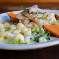 Cevichito - Fish · A spicy dish of fresh raw fish or mixed seafood cooked and cured by quickly marinating in li...