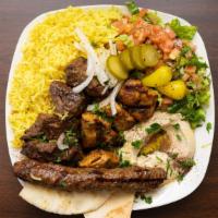  Mix Comb Kabab · 1 Shish Kofta kebab, 4pcs chicken kabab, 4pcs beef Kabab served with grill Tomatoes, rice, f...
