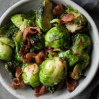 Crispy Brussels and Bacon · Get your mix of veggies and protein! This tasty snack is seasoned in our secret spice dust.