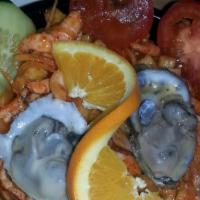 Aguachile Rojo · Camaron curtido en salsa verde o roja con limón.
(Shrimp cooked with lime juice with green o...
