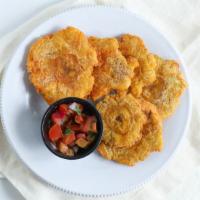 Cajun Tostones · Six fried green plantains served with guacamole, pico de gallo and chimichurri sauce